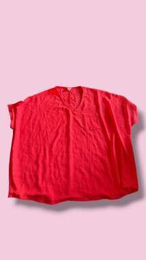 Jenna Nation Neon Pink V-Neck Pocket Tee Size 1X